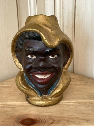 Vintage Black Americana Cast Iron Bank - Man