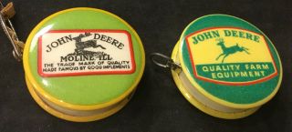 Vintage Celluloid Adv.  Tape Measures - 2 Pc.  John Deere Farm Implements Moline 2
