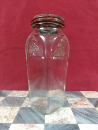 Rare Vintage 1930 ' s Mickey Mouse Glass Jam Jar Bank 2