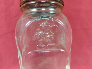 Rare Vintage 1930 ' s Mickey Mouse Glass Jam Jar Bank 3