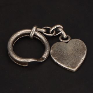 Vtg Sterling Silver - Mexico Taxco Heart Charm Keychain Key Ring - 26.  5g