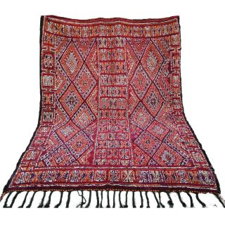 Vintage Moroccan Handmade Beni Ourain Boujad Berber Azilal Rug 9.  3 Ft X 6.  8 Ft
