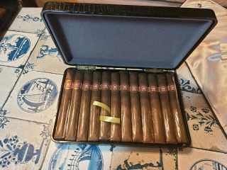 Vintage H.  Upmann Metal And Leather Cigar Box 12 Cigars.