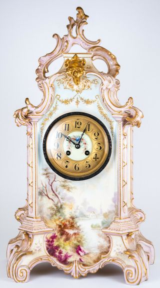 Antique Medaille De Bronze S Marti & Cie Porcelain Floral Ormolu Mantel Clock