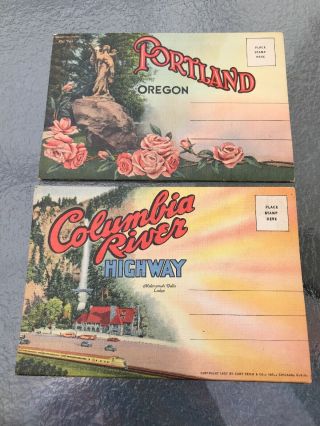 Vintage Souvenir Postcard Folders 1937 Columbia River Highway & Portland Oregon