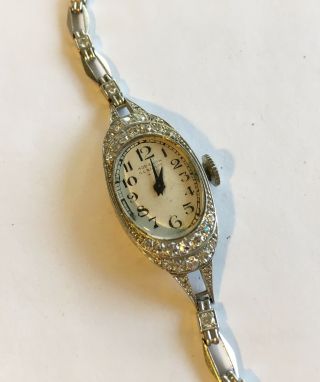 Antique Vintage Art Deco Platinum And Diamond Concord Wrist Watch