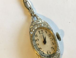Antique Vintage Art Deco Platinum And Diamond Concord Wrist Watch 2