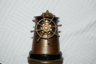 Vintage Brass Ship Wheel Cigar Cigarette Holder Dispenser Nautical Estate 20 