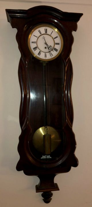 Early Antique Austrian Single Weight Vienna Regulator Wall Clock - Ornate Case