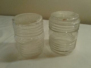 (2) Vintage Style Clear Glass Ribbed Jelly Jar Porch Light Ceiling Globe Shade