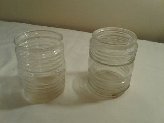 (2) Vintage Style Clear Glass Ribbed Jelly Jar Porch Light Ceiling Globe Shade 2