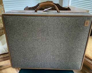 Vintage Hartmann Tweed Suitcase Luggage Leather Belting 25x19x8 Paisley Interior 3