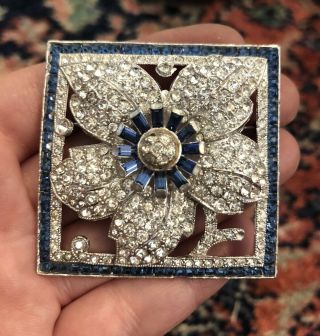 Stunning Antique Art Deco Rhinestone Paste Flower Brooch