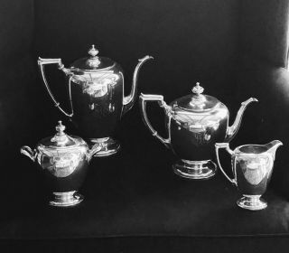 4 - Piece Sterling Silver Coffee And Tea Set - Coffee Pot,  Tea Pot,  Creamer,  Sugar
