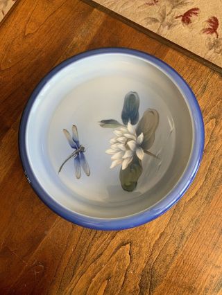 Vintage Royal Copenhagen Dragonfly Water Lily Low Bowl