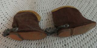 vintage cloth Cowboy Boots with spurs brown yellow trim 2