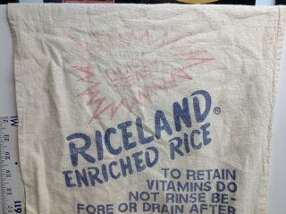 Vintage Riceland Enriched Rice Cloth Sack 50 lbs Stuttgart,  Arkansas/ EMPTY 2