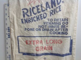 Vintage Riceland Enriched Rice Cloth Sack 50 lbs Stuttgart,  Arkansas/ EMPTY 3