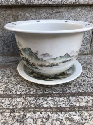 Antique Chinese Export Famille Rose Porcelain Flower Pot With Stand 20c?