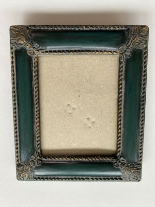 Sweet Vintage 5 X 7 Green/gold Picture/ Photo Frame 91/2 In X 7 1/2 In