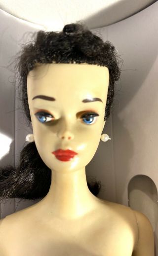 Vintage Ponytail Barbie Doll Brunette Hair Brown Eyeliner W/ Accessories 2