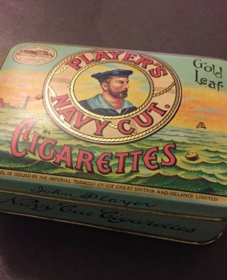 Vintage Player’s Navy Cut Cigarettes Tin,  Gold Leaf John Player Metal Tin Retro