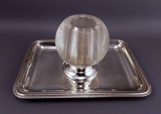 Antique Christofle Silver Plated Match Holder Striker Glass Rare