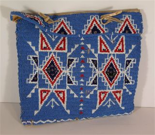 1890s Native American Sioux Indian Bead Decorated Hide Tepee / Possible Bag