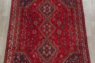 Vintage Geometric Tribal RED Abadeh Oriental Area Rug Hand - Knotted Wool 6 ' x9 ' 3