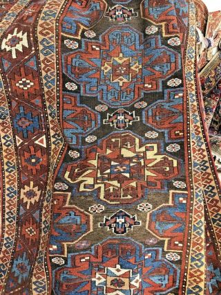 Auth: 19th C Kurdish Rug Rare Veramin Mystical Art Collectors Beauty 4x12 Nr