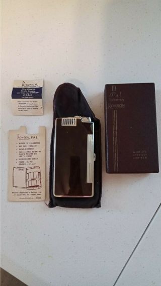 Vintage Art Deco Ronson Pal Cigarette Case Lighter With Box Pristine