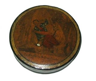 Antique French Hand Painted Papier Mache Snuff Box