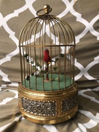 Antique German Karl Griesbaum Singing Bird Cage Automaton Reuge 1950s Music Box 2