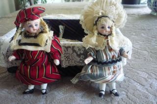 2 Miniature 4 Inch Antique French Dolls,  Marked 31 - 10