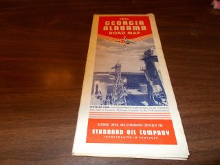 1941 Standard Oil Georgia/alabama Vintage Road Map