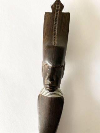 Vintage Hand Carved Ebony Wood African Theme 11” Letter Opener 3