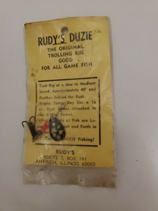 Vintage Carded Rudy ' s Duzie Trolling Rig Lure Bait Antioch,  Illinois 2