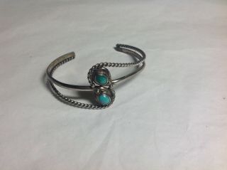 Vintage Old Pawn Navajo Turquoise Sterling Silver Cuff Bracelets By E Claw