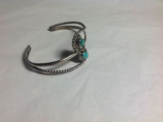Vintage Old Pawn Navajo Turquoise Sterling Silver Cuff Bracelets By E Claw 2