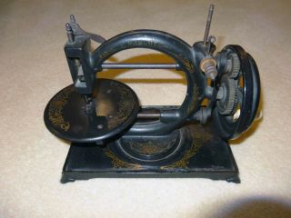 Antique Cast Iron Hand Crank Mascot / Abbott Noiseless Family Sewing Machine