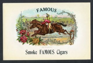 Old Famous Cigar Label - Horse Race Scene - Moehle Litho,  Brooklyn,  Ny