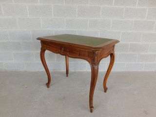 Vintage Walnut French Louis Xv Style 1 Drawer Leather Top Writing Desk 36 " W