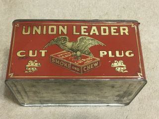 Vintage Union Leader Cut Plug Tobacco Tin Lunch Box Advertising