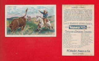 1888 Duke - N105 Cowboy Scenes - Lassoing A Steer Ex,