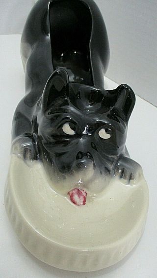 Large Vintage Pottery Dog Pipe Holder And Ash Tray 11.  25 " X 4.  25 "