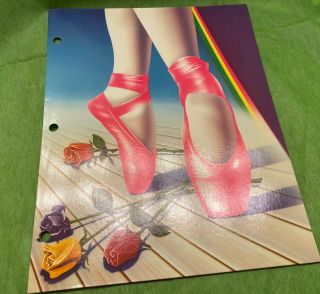 80’ S Vintage Lisa Frank 3 Ring Binder Folder Ballerina Shoes Roses Usa Made
