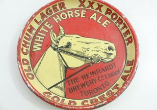 Vintage Reinhardt White Horse Ale Old Chum Lager Gold Crest Ale Tin Tray - M33