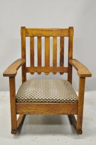Quaint Furniture Stickley Brothers Slat Back Mission Oak Rocker Rocking Chair 2