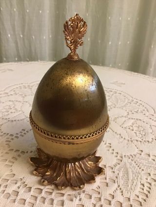 Rare Antique Vintage Evans Gold Enamel and Brass Oval Egg Shaped Perfume Dauber 2