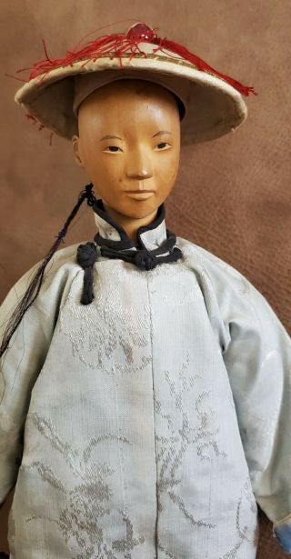Rare Antique Chinese Carved Wood And Cloth Door Of Hope Mission Doll